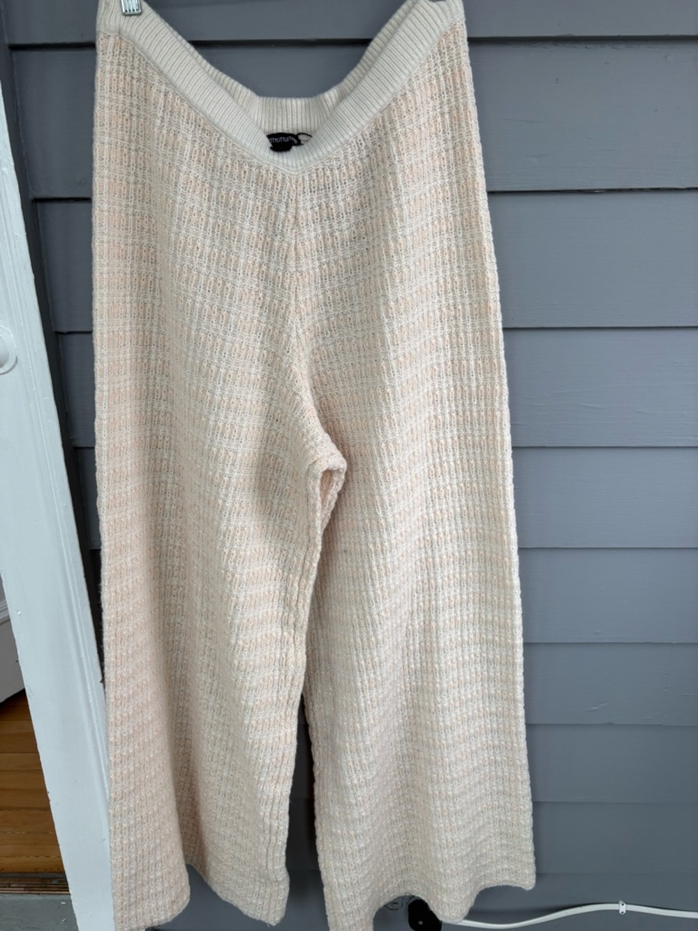 PrettyLittleThing Cream Knit Wide-Leg Pants - Picture 4 of 5